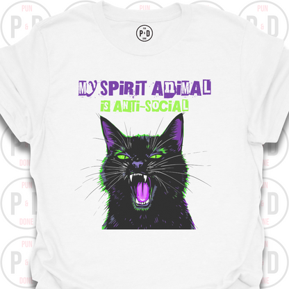 Anti-Social Spirit Animal, Black Cat, T-Shirt