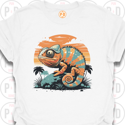 Chameleon Retro Sunset, T-Shirt
