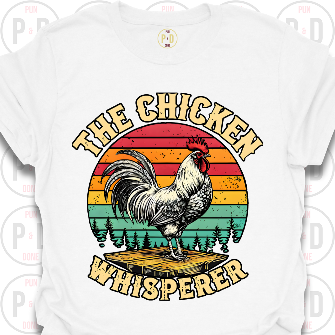 Retro Sunset Rooster, T-Shirt